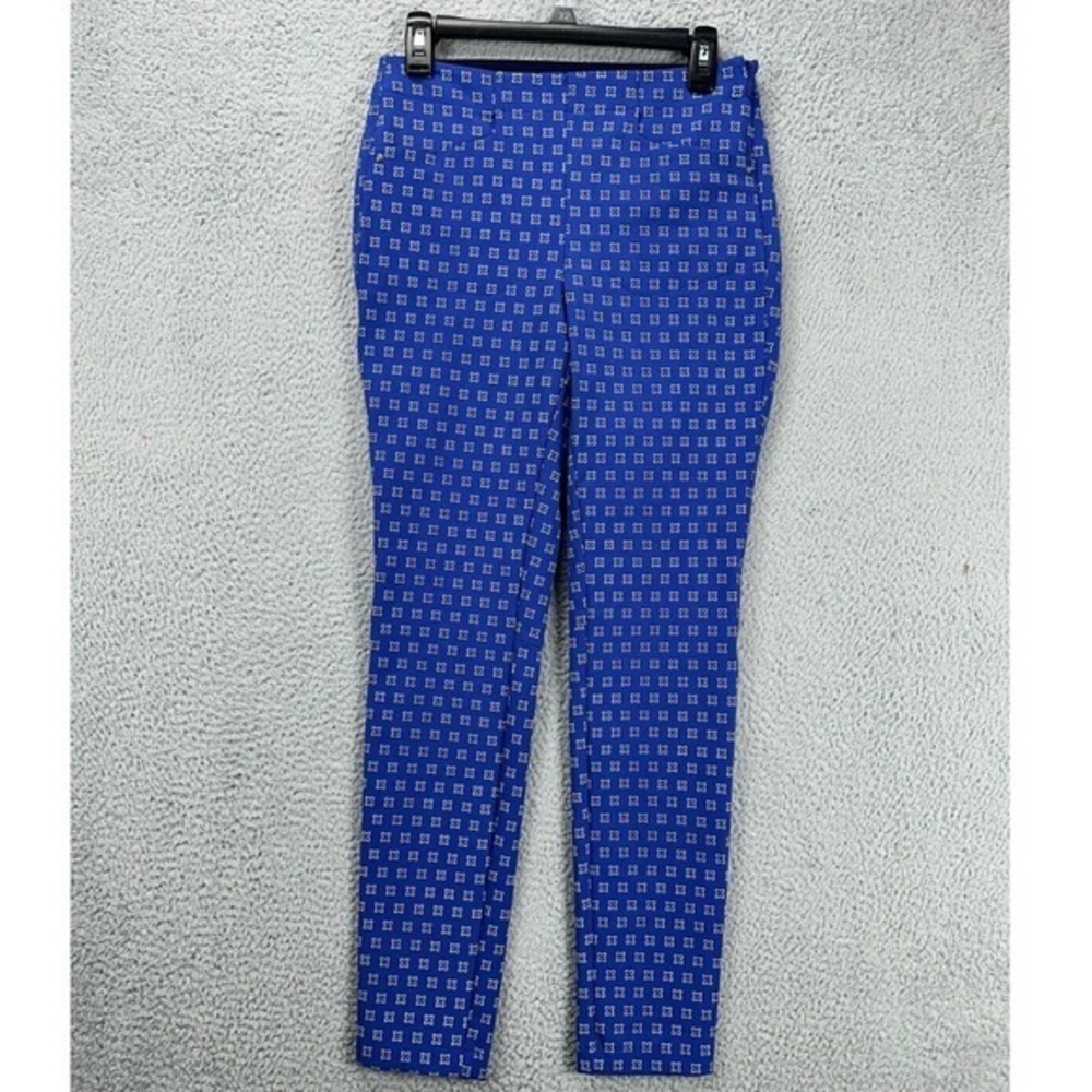 RLX Ralph Lauren Pants Women 2 Blue Geometric Floral Nylon Blend Golf Zip NEW A6